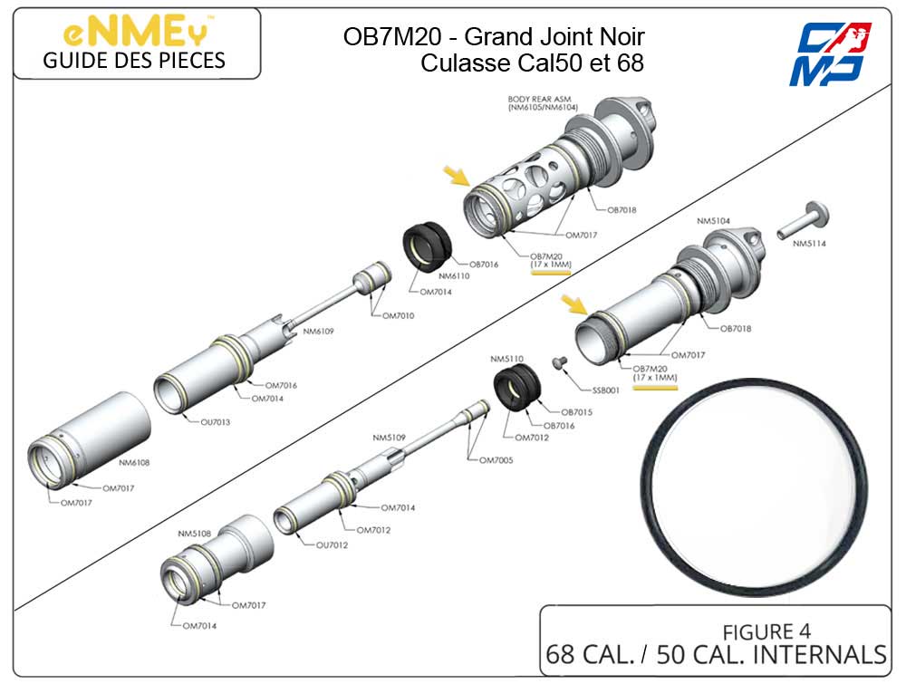 eNMEy OB7M20 - Joint noir fin de serrage Culasse Cal50 et 68