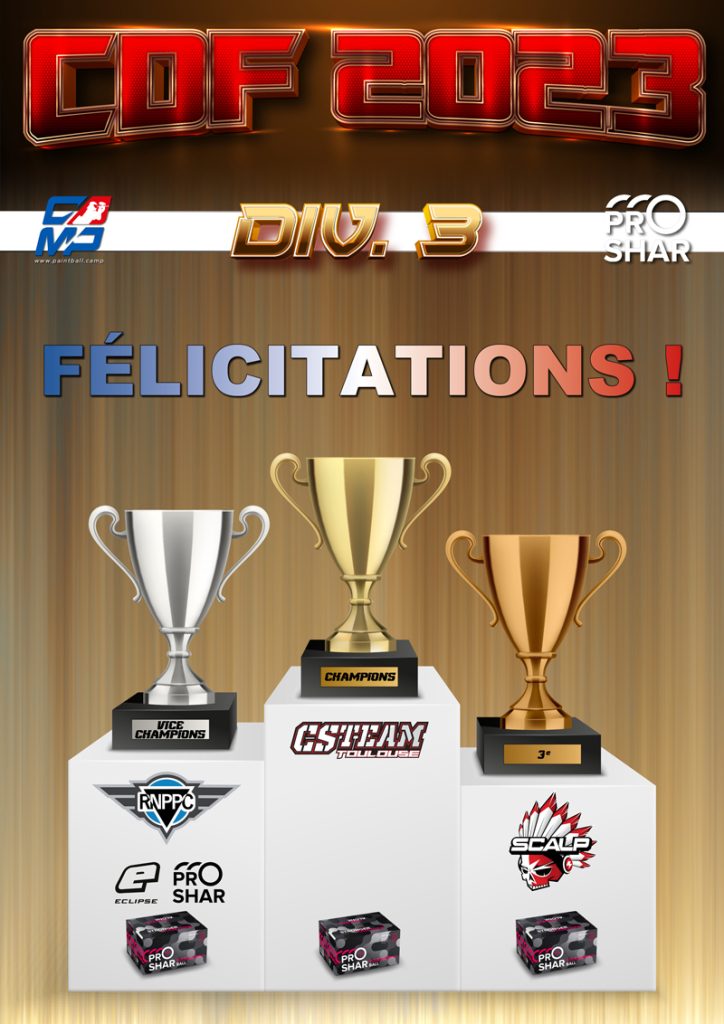 Podium Championnat de France de Paintball 2023 Division 3