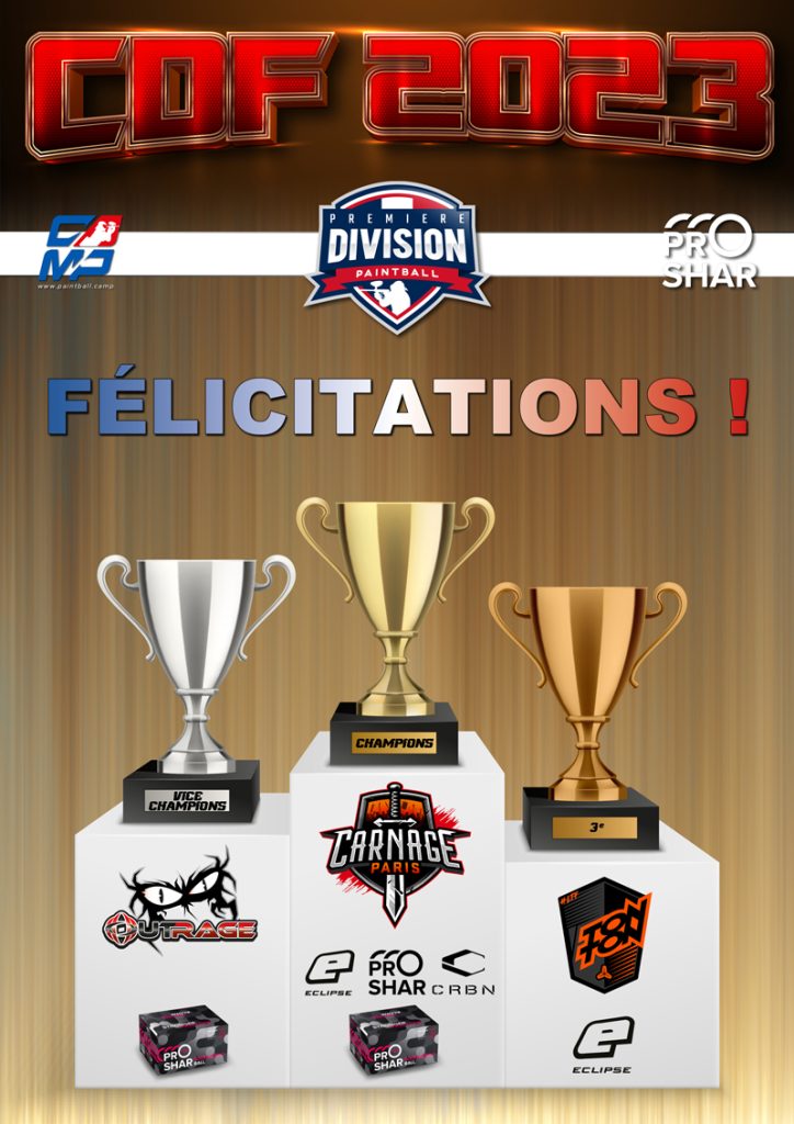 Podium Championnat de France de Paintball 2023 Première Division