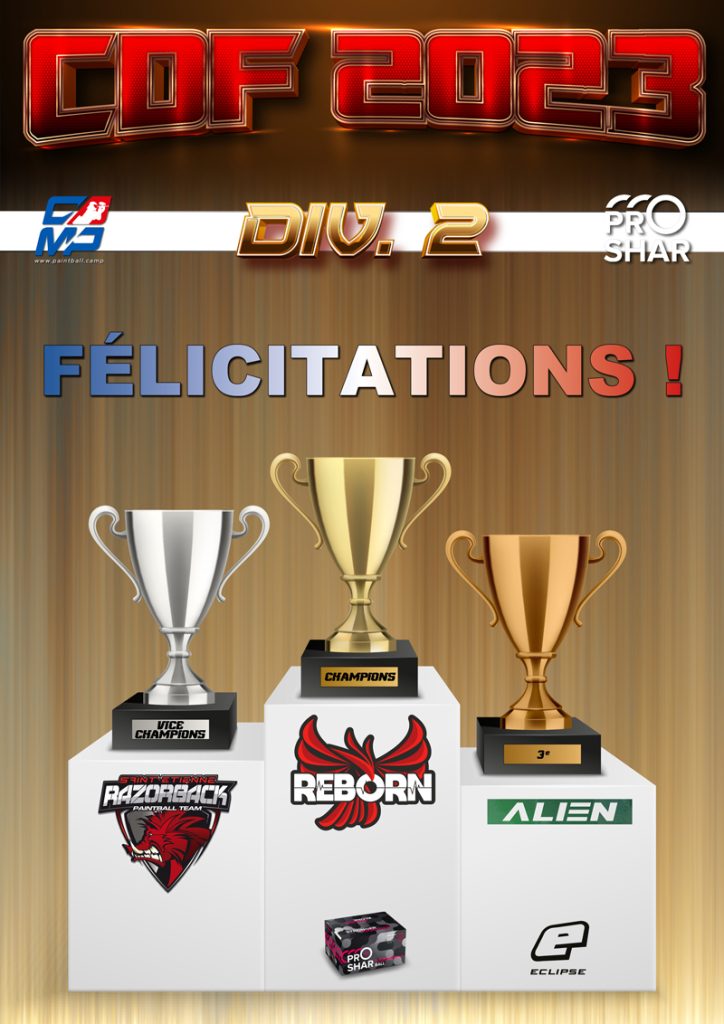 Podium Championnat de France de Paintball 2023 Division 2