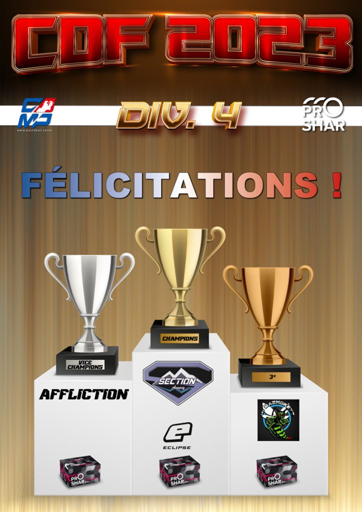 Podium Championnat de France de Paintball 2023 Division 4