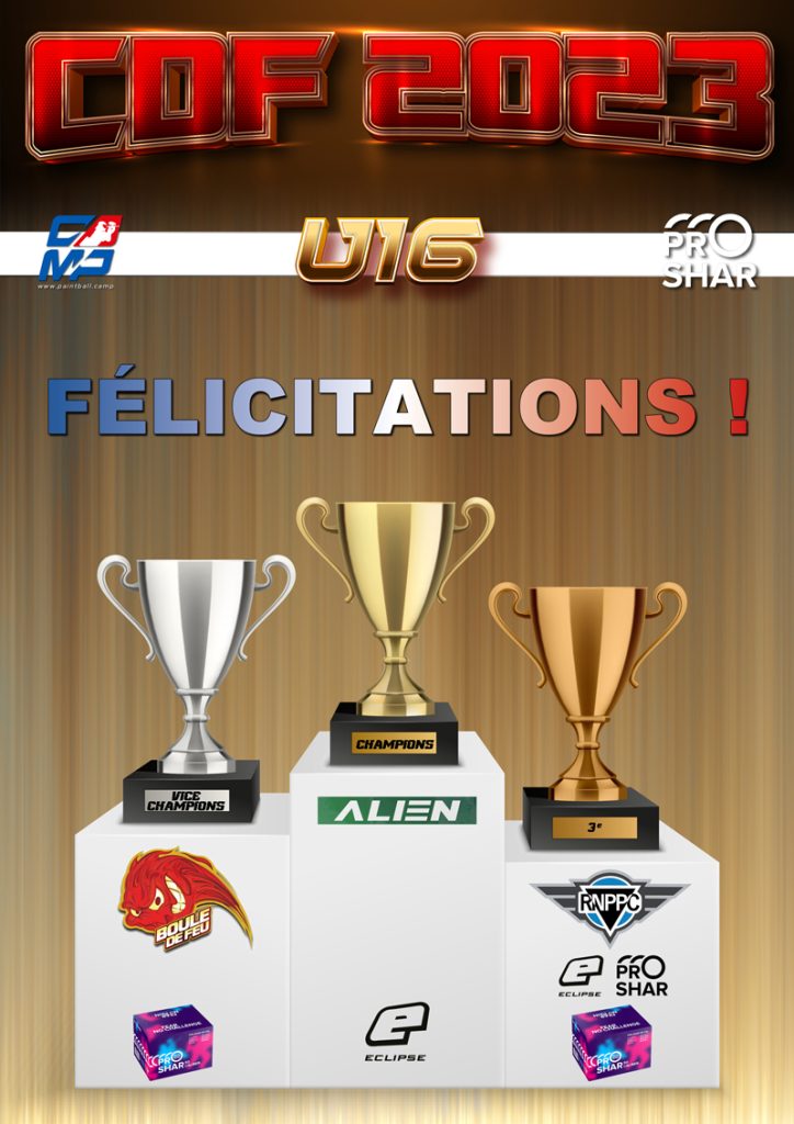 Podium Championnat de France de Paintball 2023 U16